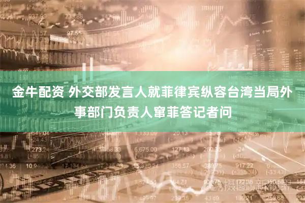 金牛配资 外交部发言人就菲律宾纵容台湾当局外事部门负责人窜菲答记者问