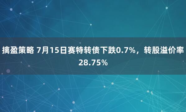 摛盈策略 7月15日赛特转债下跌0.7%，转股溢价率28.75%